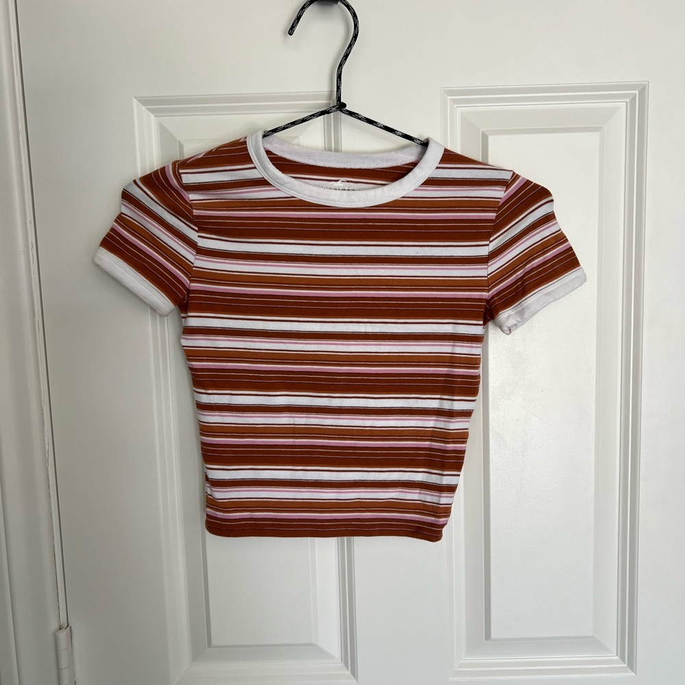 Hollister Striped Cropped Fitted Tee XXS